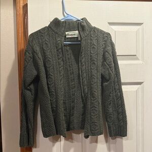 Aran Crafts Cable Knit Cardigan - Dark Green